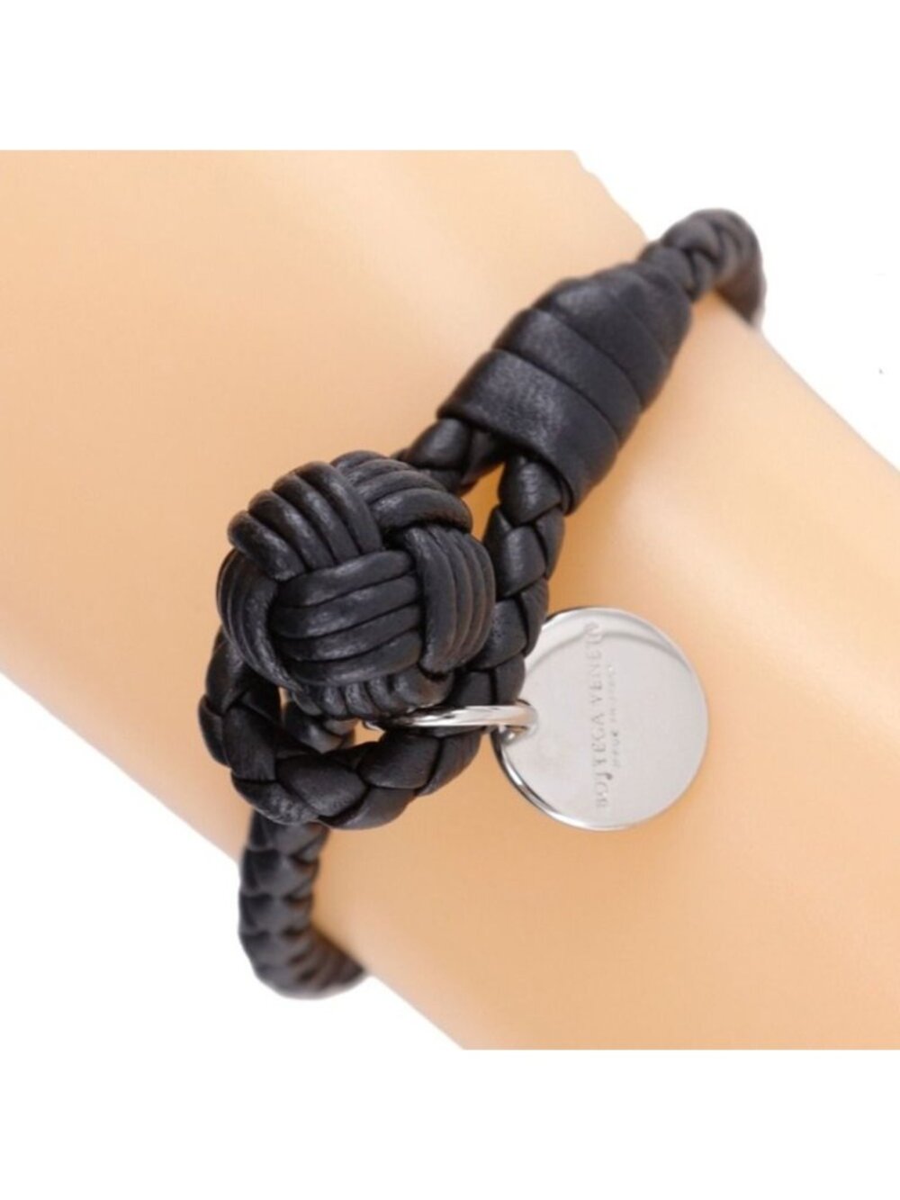 Bottega Veneta Intrecciato Leather Black Bracelet